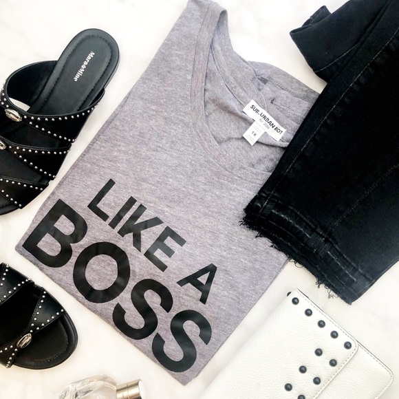 Suburban Riot Tops - Gray “Like a Boss” Graphic Tee